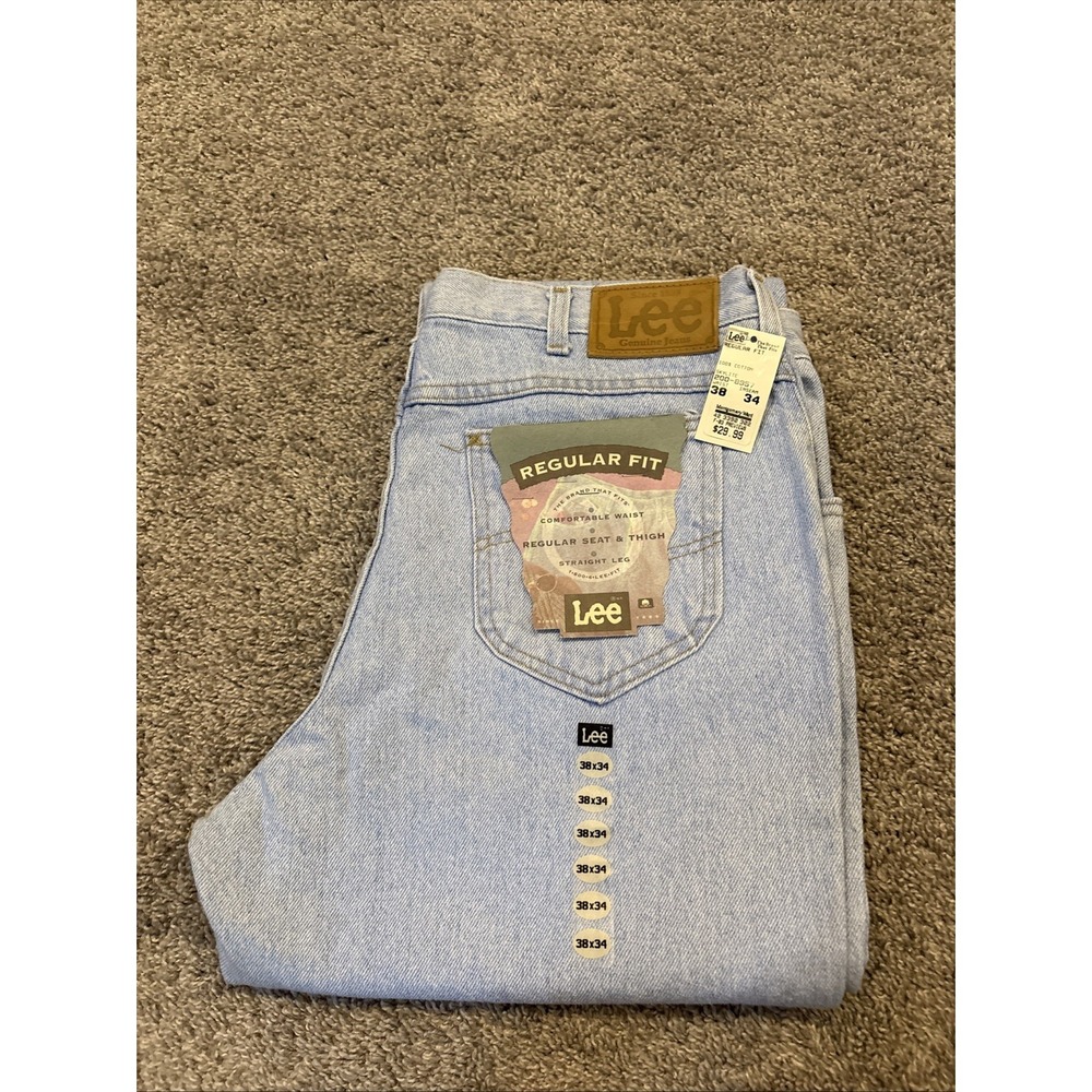 NEW 80s 90s Vintage Mens Lee MR Jeans Regular Fit 38x34 Denim USA MADE 200-8957